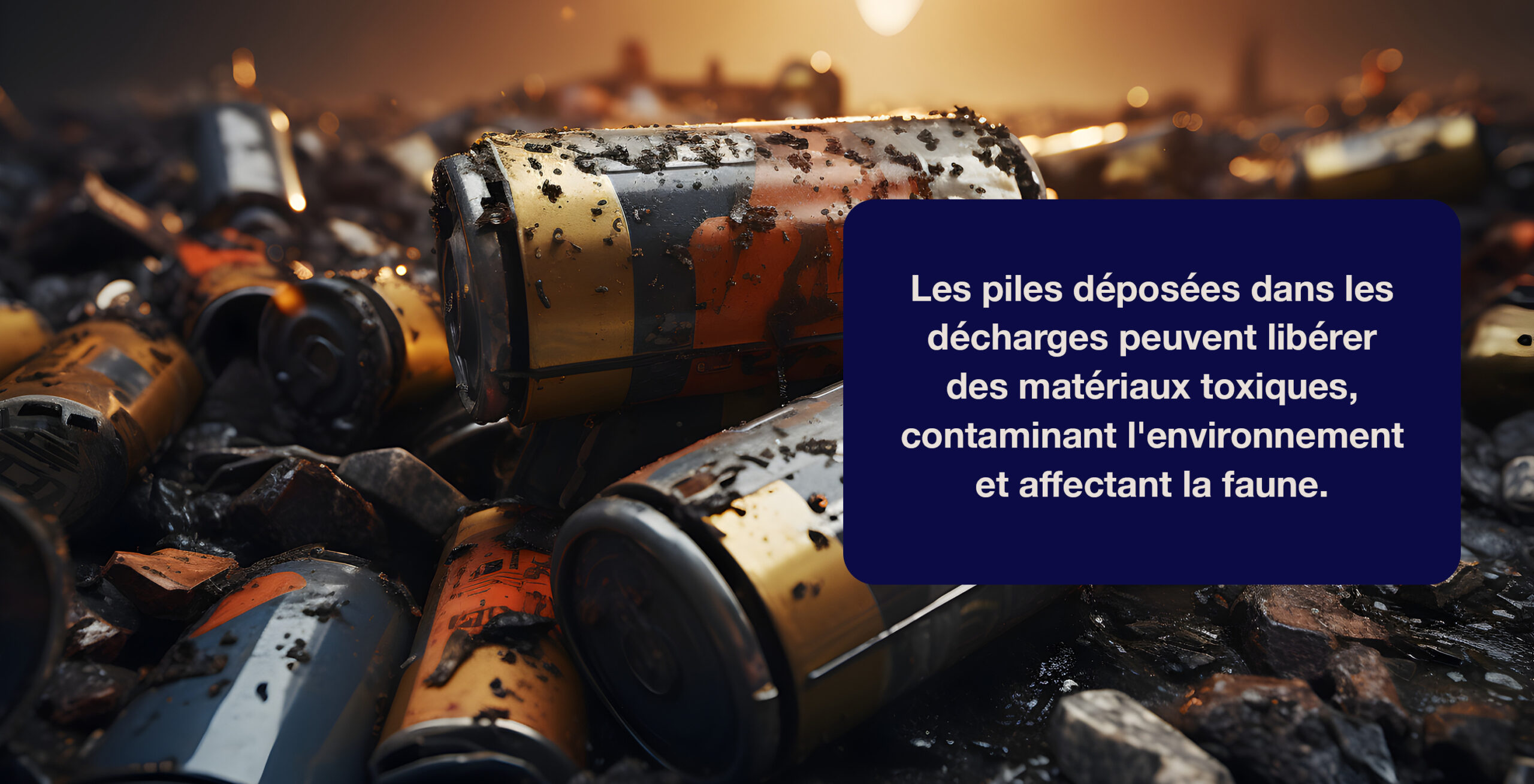 Les piles déposées dans les décharges peuvent libérer des matériaux toxiques, contaminant l'environnement et affectant la faune.