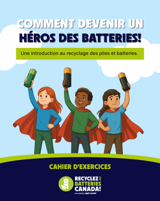 Couverture du cachier d'exercice Couverture du cahier d'exercice sur le recyclage des piles et batteries
